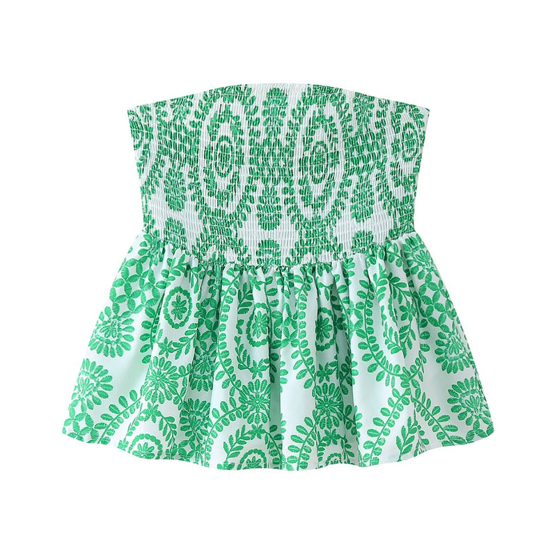 Blommönster Rufsig Crop Top