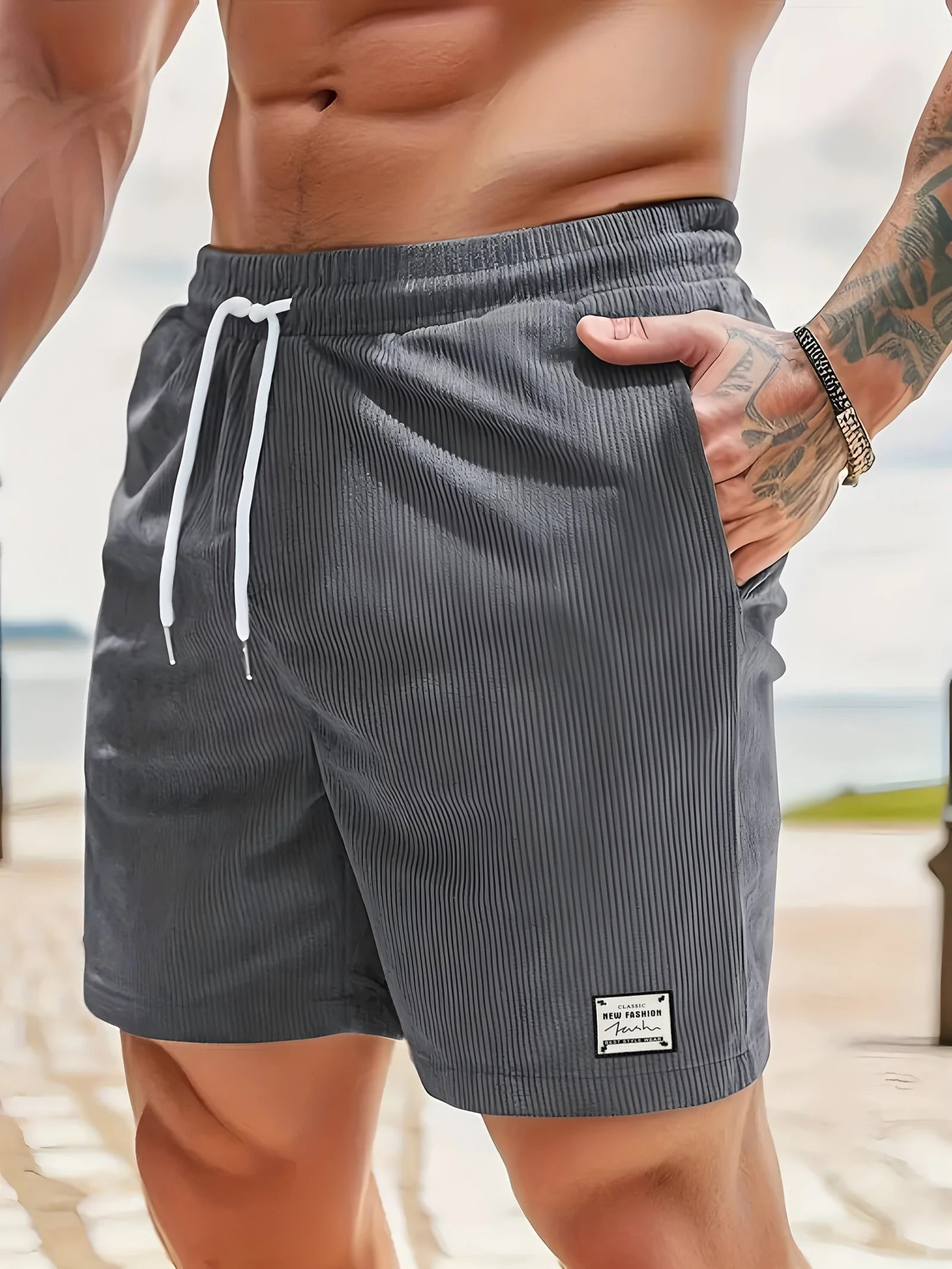 Mäns flexibla shorts med elastisk midja