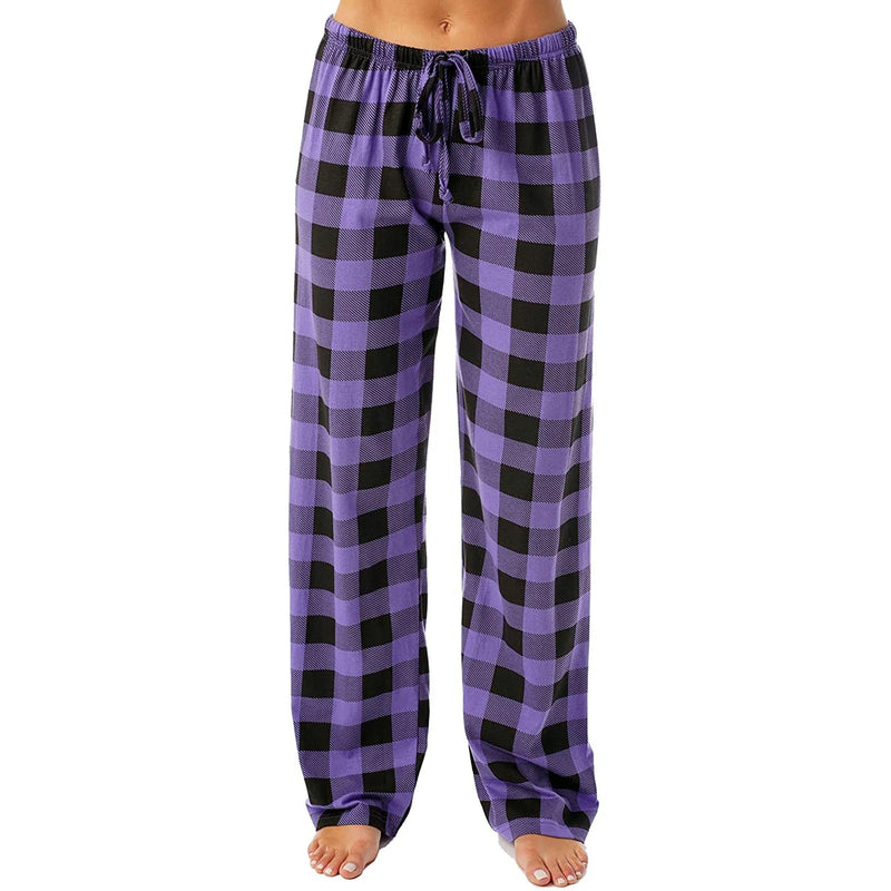 Rutig pyjamas med tryck för kvinnor
