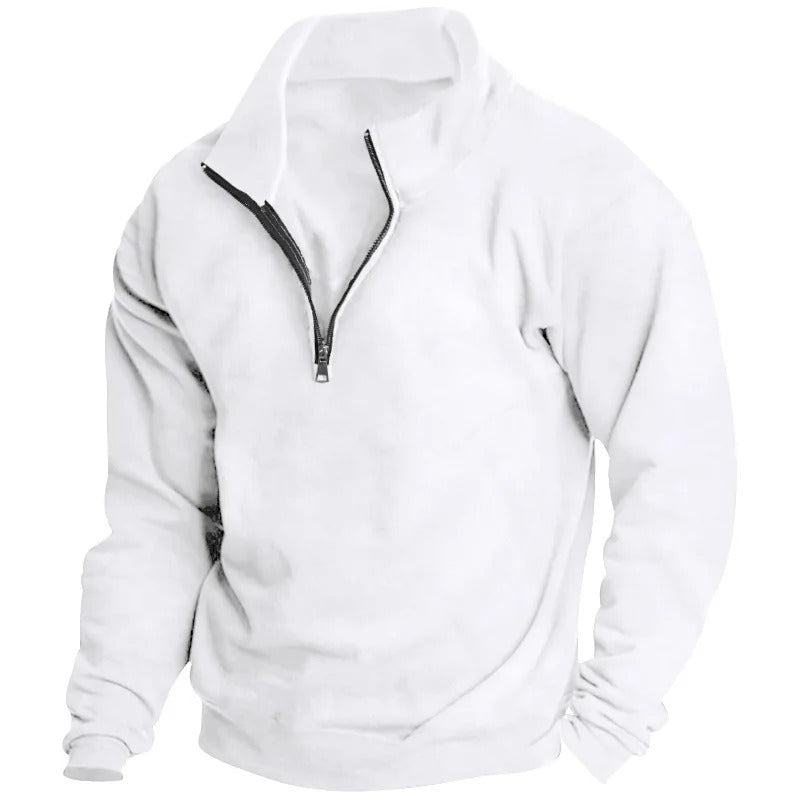 Sweatshirt med halv dragkedja och ståkrage för män
