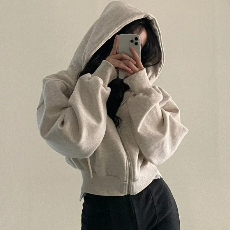 Överdimensionerad Crop Top Hoodie för kvinnor