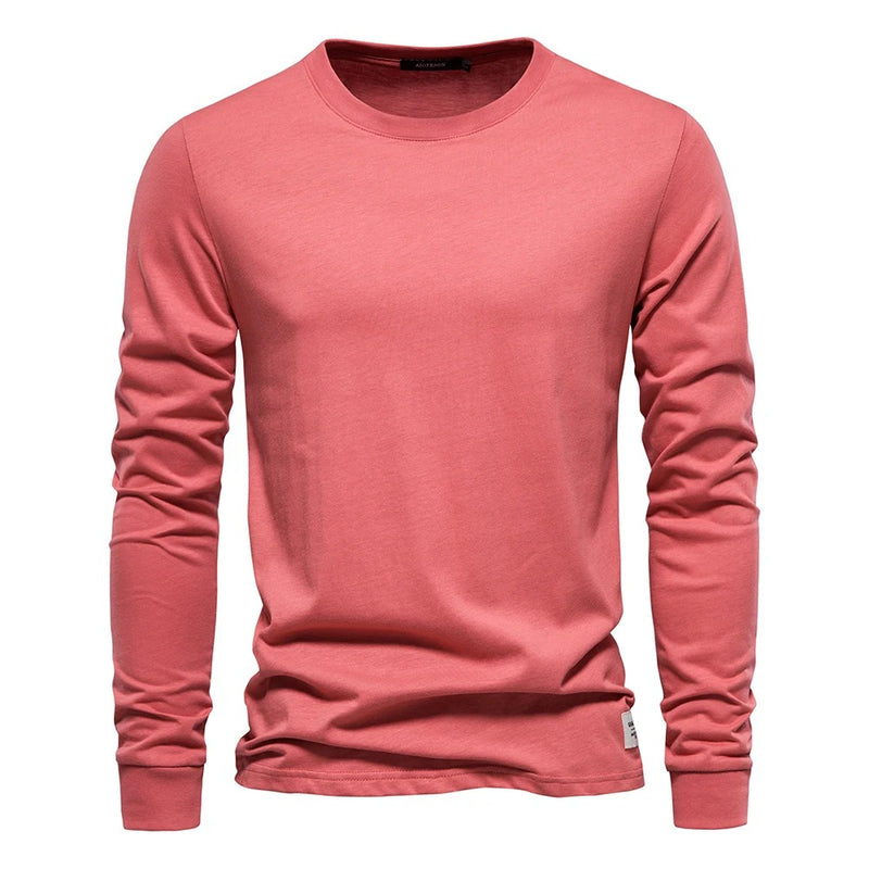 Enfärgad långärmad t-shirt för män