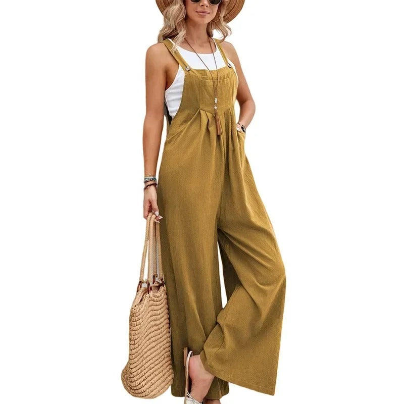 Baggy Bib Jumpsuit med vida ben för kvinnor