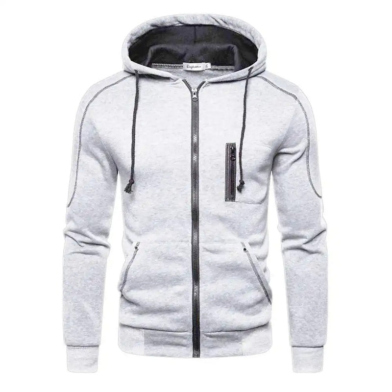 Pullover med huva och dragkedja för män