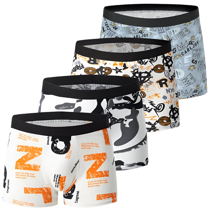 4-pack boxershorts med tryck för män