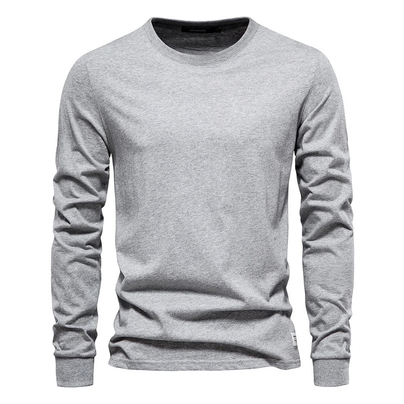 Enfärgad långärmad t-shirt för män