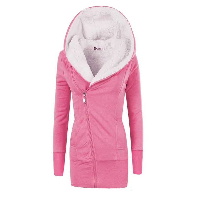 Fleece Cardigan med huva för kvinnor
