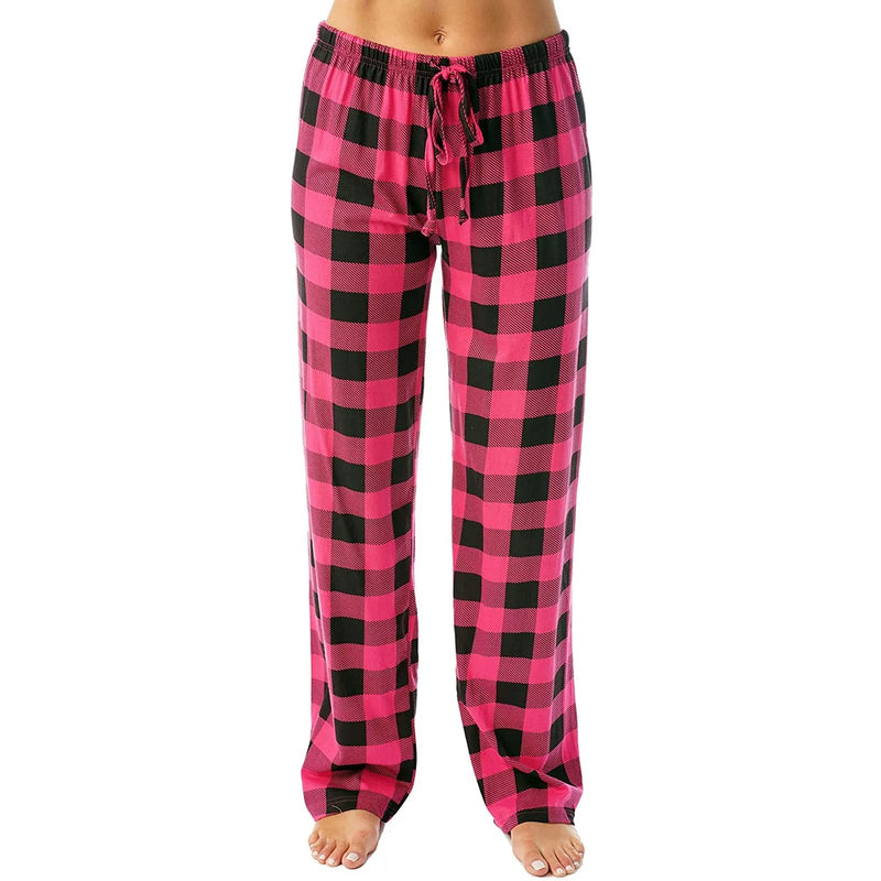 Rutig pyjamas med tryck för kvinnor