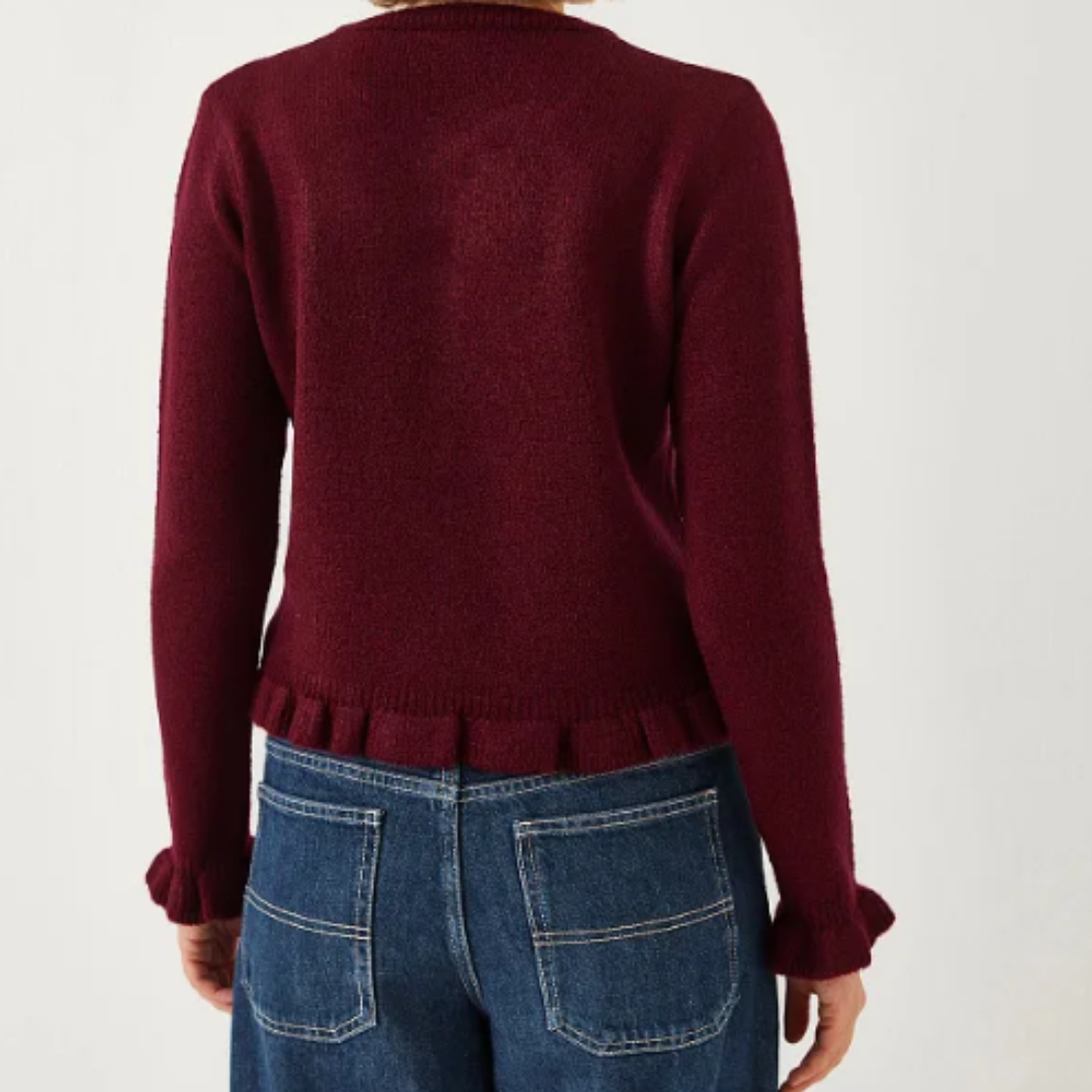 Texturerad stickad cardigan för kvinnor