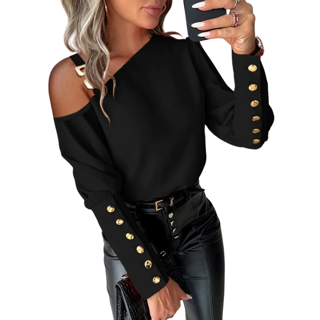 Långärmad blus med knappar för kvinnor