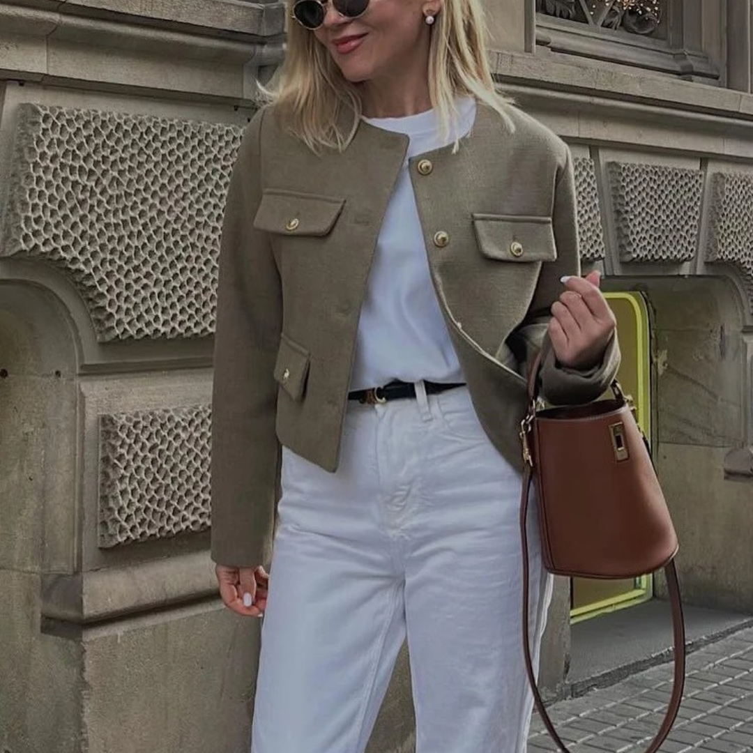 Rundhalsad lapeljacka för kvinnor