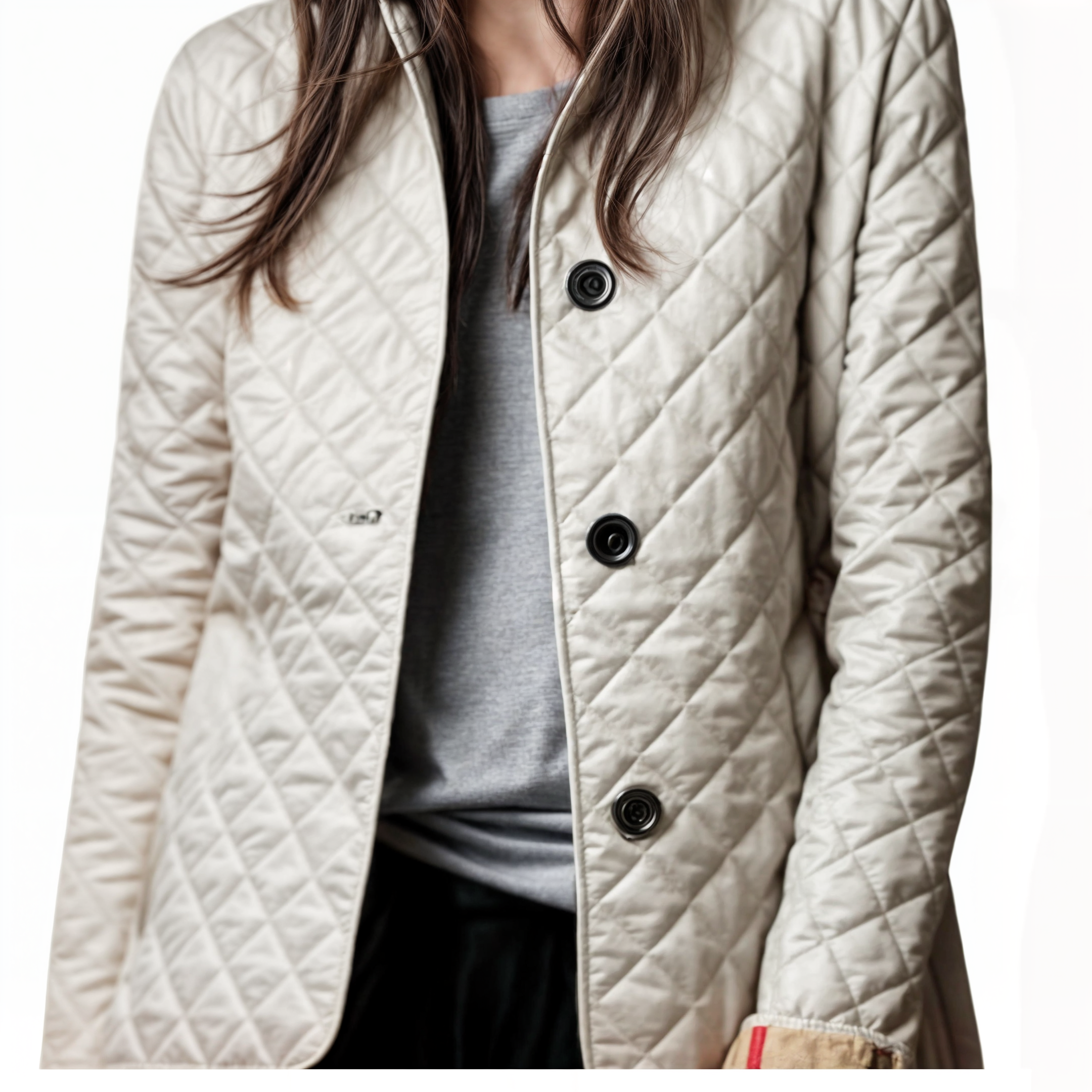 Kviltert jakke med nedfällbar krage för kvinnor