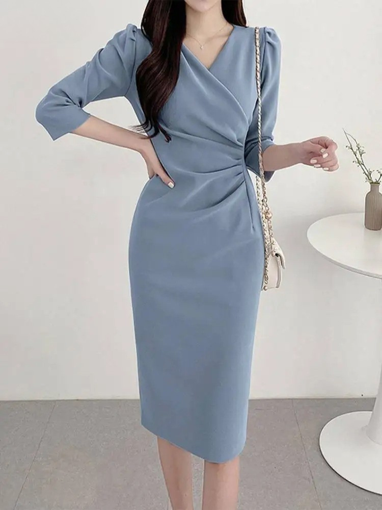 V-ringad bodycon-sundress för kvinnor