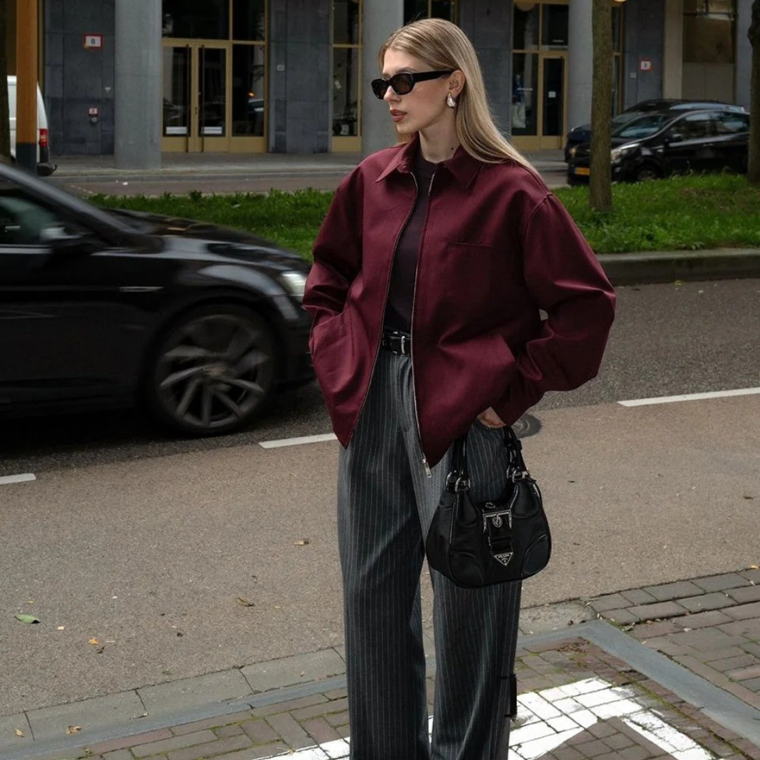 Damjacka med lös dragkedja i vintage-modell