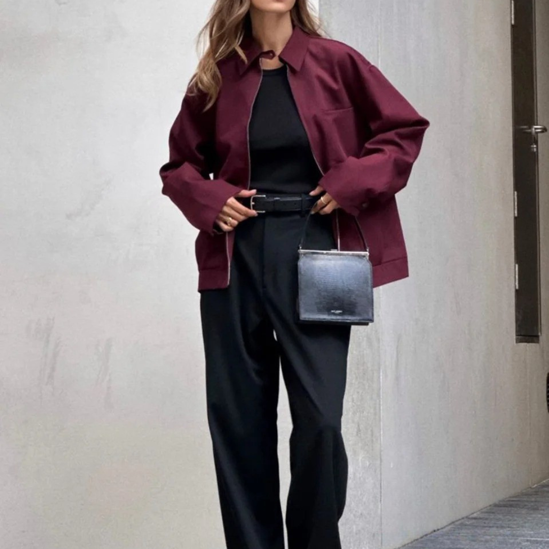 Damjacka med lös dragkedja i vintage-modell