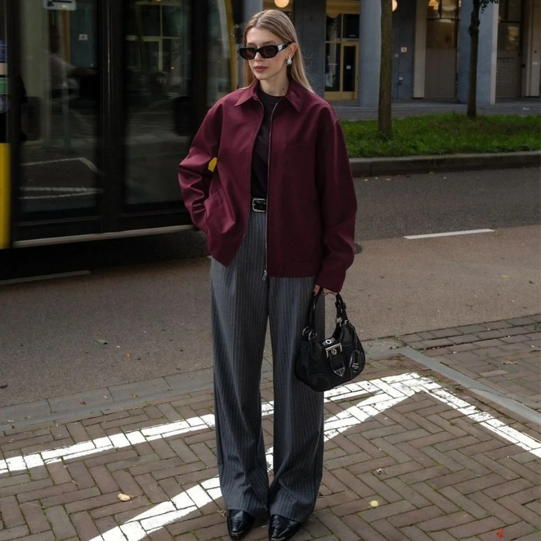 Damjacka med lös dragkedja i vintage-modell