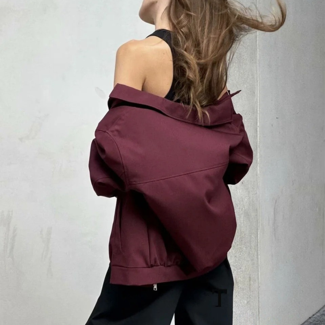 Damjacka med lös dragkedja i vintage-modell