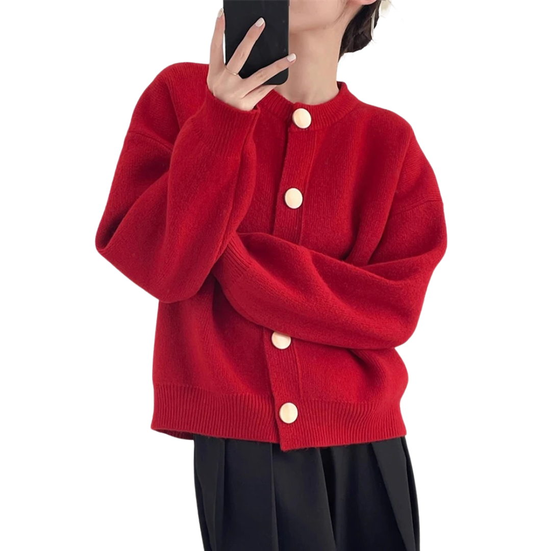 Stickad lös cardigan för kvinnor