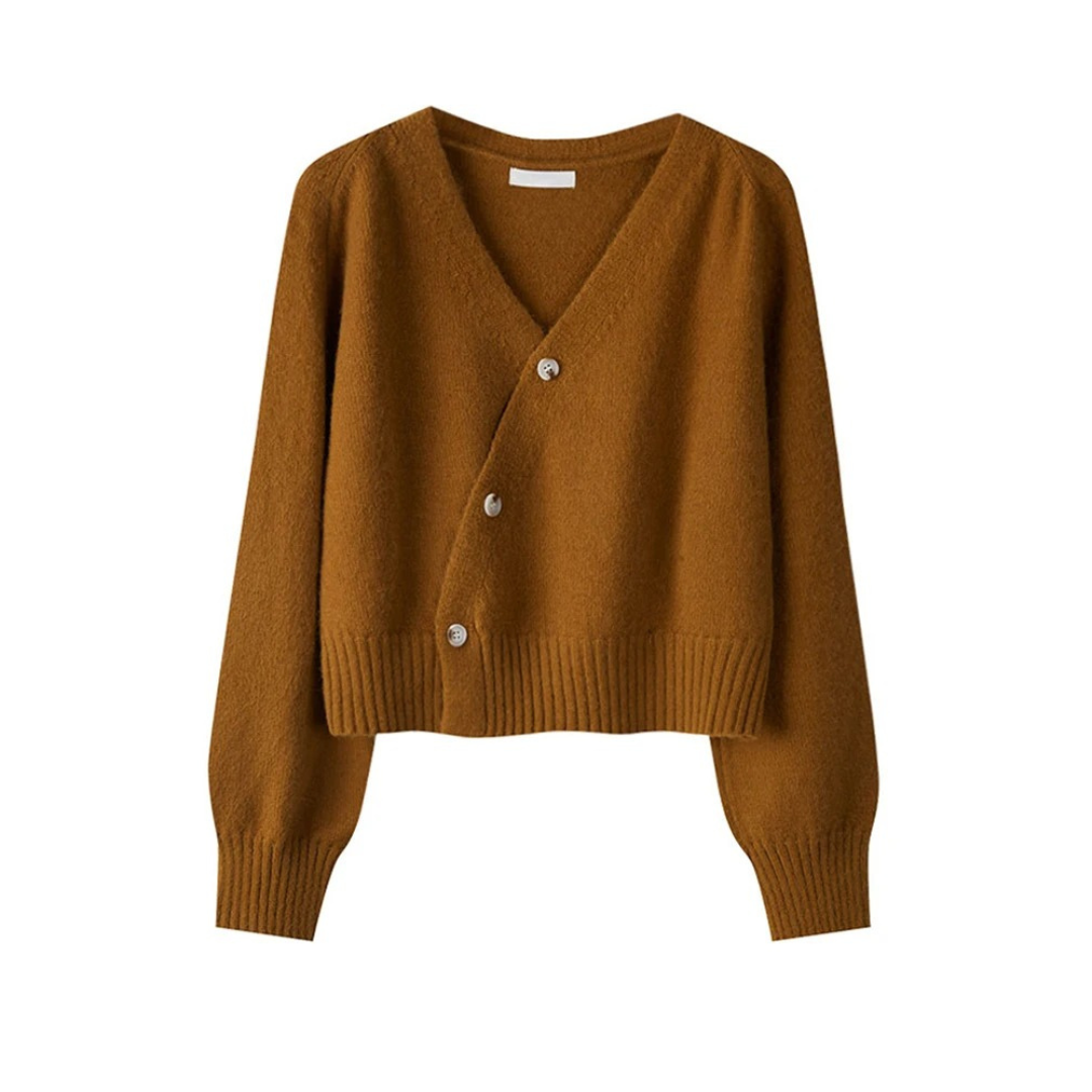 V-ringad damkofta med diagonal knapp
