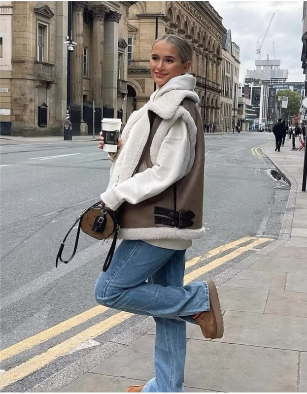 Ärmlöst fleece-linne för kvinnor