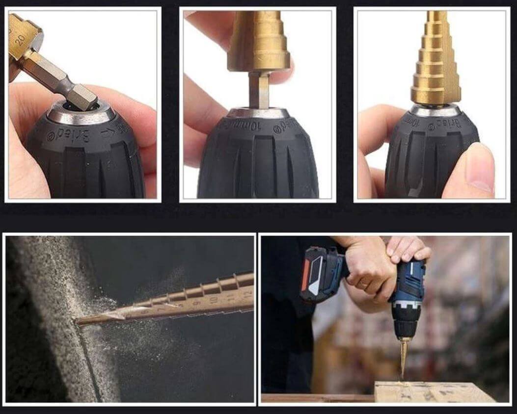 Set med titanbelagda borrkronor