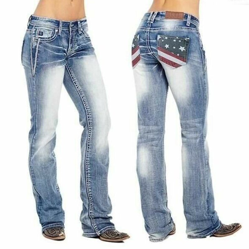 Jeans i denim med stöpsnitt