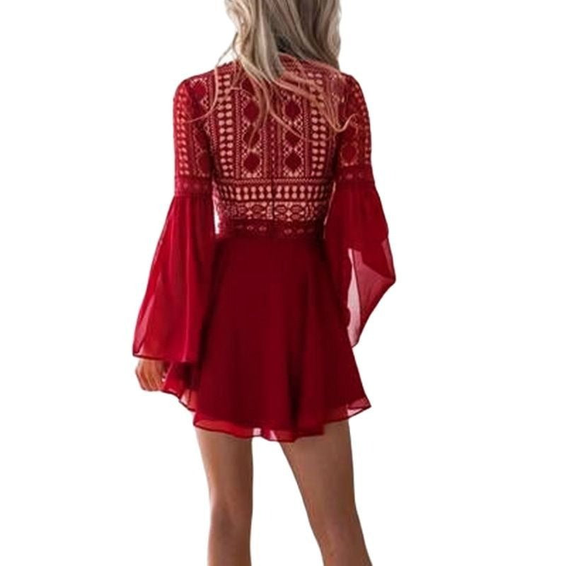 Boho chic spets klänning