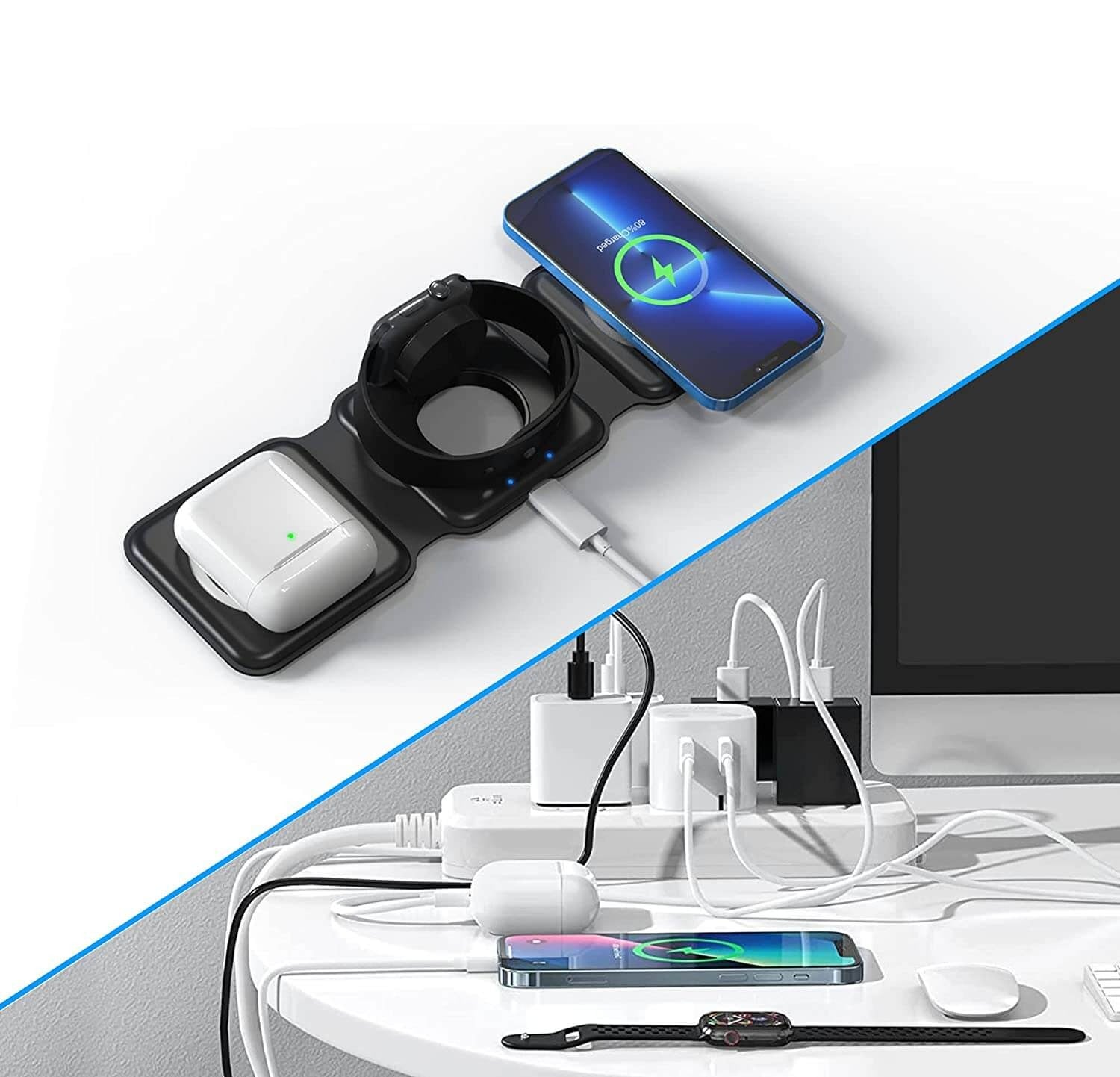 Vikbar magnetisk trådlös laddare