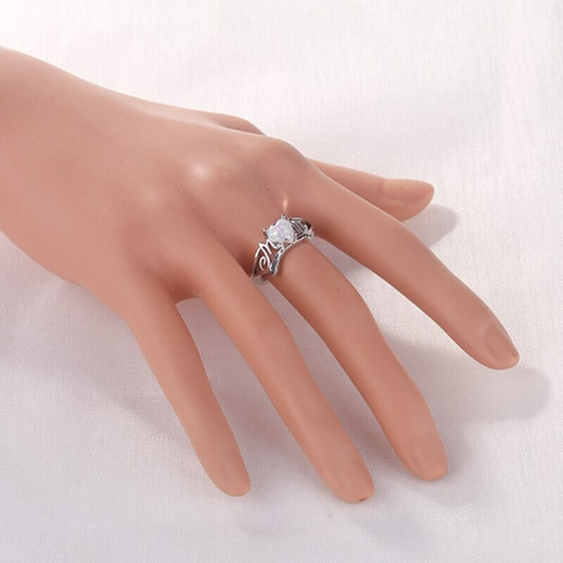 Mamma hjärta opal ring