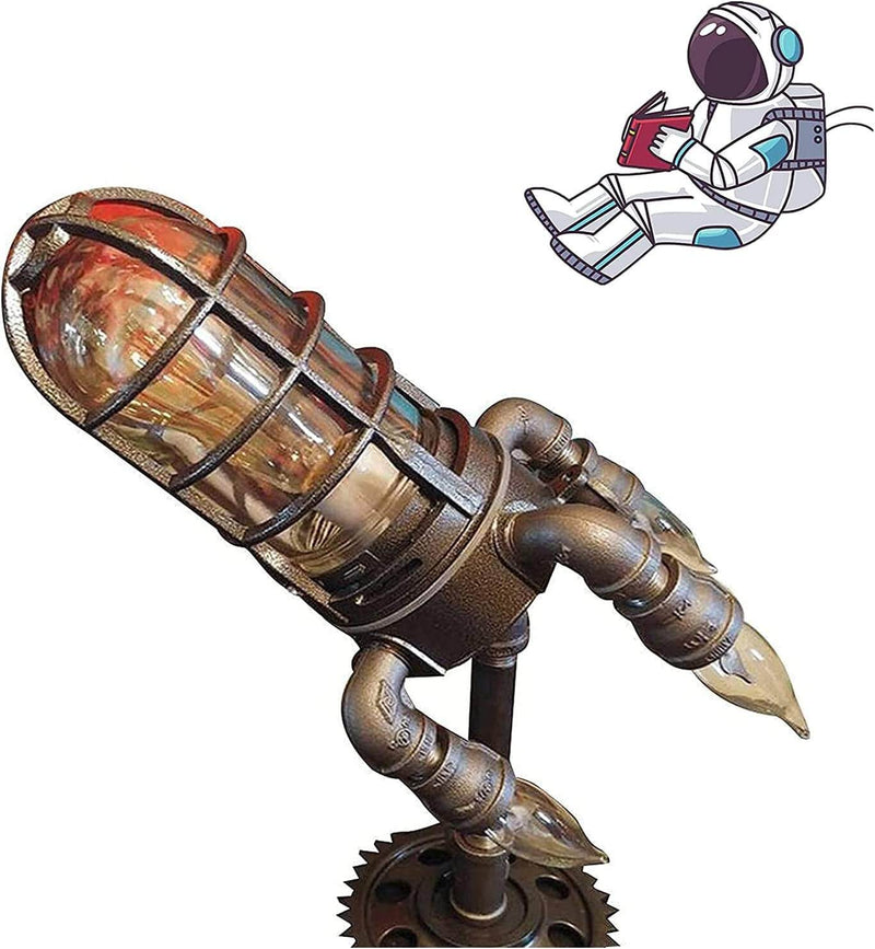 Steampunk Retro Rocket Lampa | Handgjord inredning i industriell stil med justerbar belysning