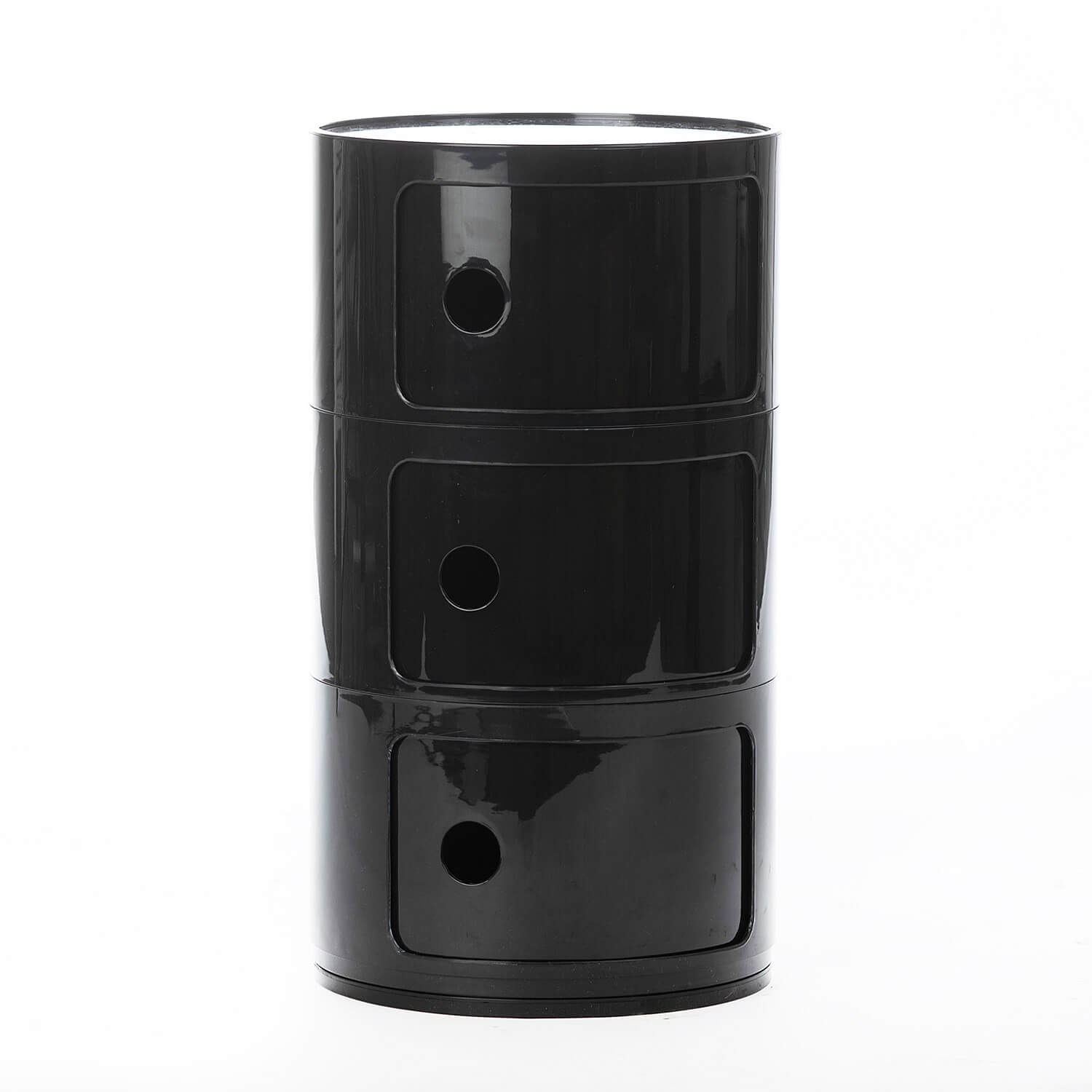 Cylindriskt modernt skåp med 3 nivåer